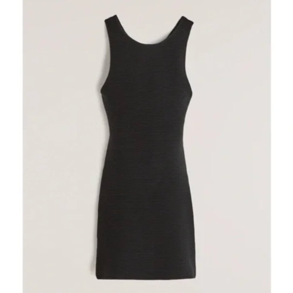 Abercrombie & Fitch Black Scuba Cross-Back Elevated Knit Mini Dress